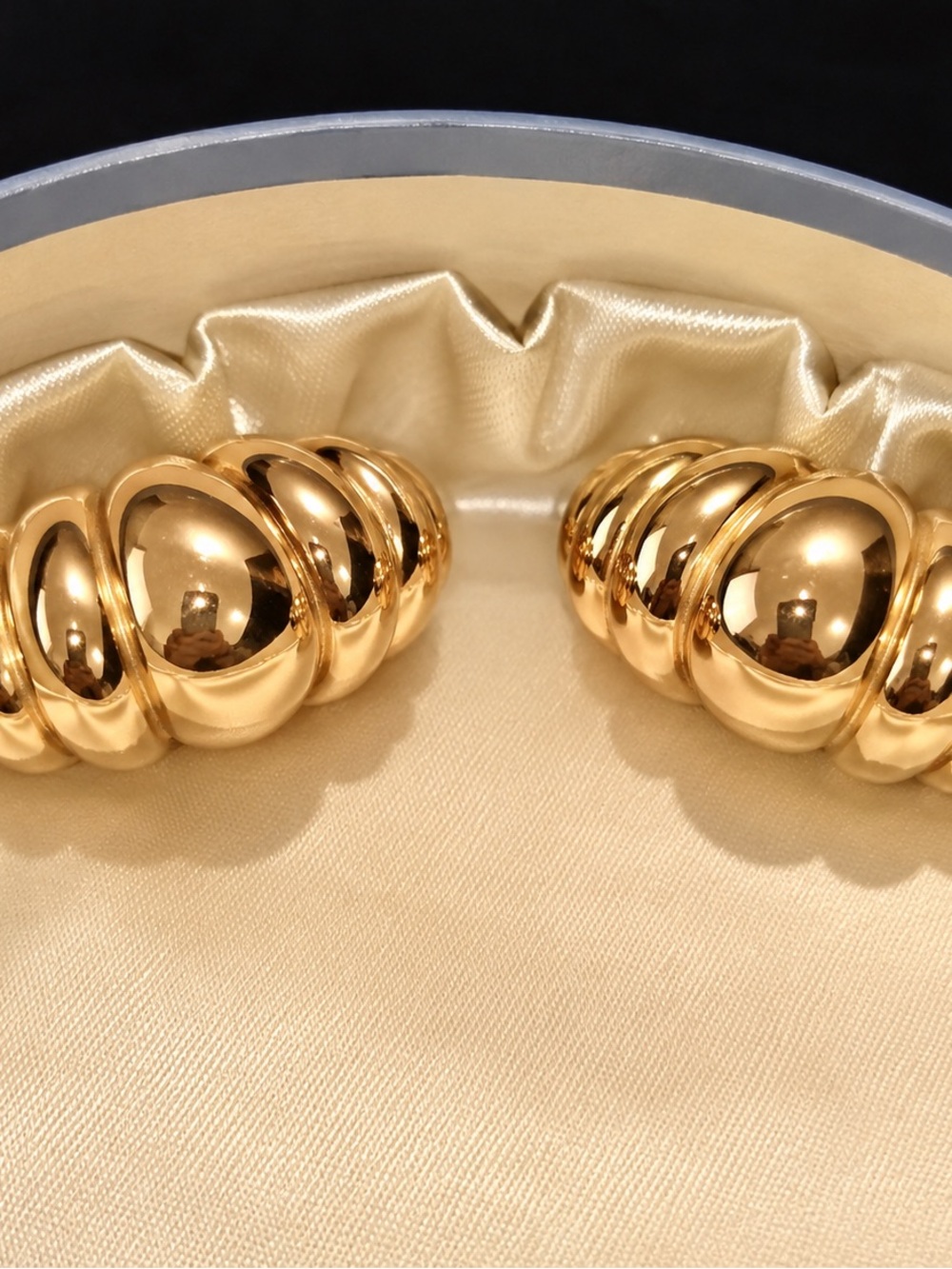 Vintage GIVENCHY Gold-Tone Ribbed Statement Earrings